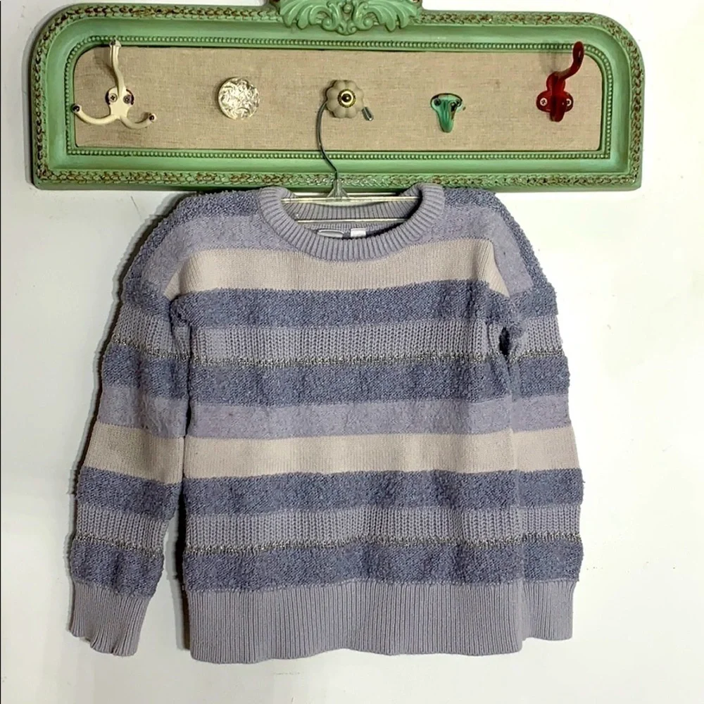GAP Kids lavender stripe textured cozy pullover sweater small kids